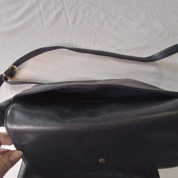 ETIENNE AIGNER Vintage Black Leather Shoulder Bag Handbag Multi Section 10x6.5x3 - Picture 6 of 11